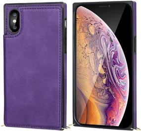 img 3 attached to 📱 Bocasal Crossbody Wallet Case for iPhone X Xs - PU Leather, Kickstand, Shockproof, Credit Card Holder, Detachable Cross Body Strap, Magnetic Closure - 5.8 inch (Purple)