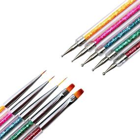 img 2 attached to 💅 5-Piece Nail Art Point Drill Drawing Brush Pen Set for Manicure Care - Double Ended Dotting Tools and Nail Art Liner Brush by Waldd