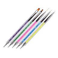 💅 5-piece nail art point drill drawing brush pen set for manicure care - double ended dotting tools and nail art liner brush by waldd logo