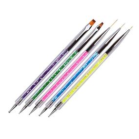 img 4 attached to 💅 5-Piece Nail Art Point Drill Drawing Brush Pen Set for Manicure Care - Double Ended Dotting Tools and Nail Art Liner Brush by Waldd