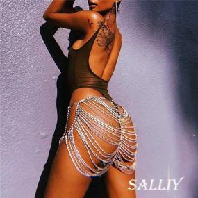 img 2 attached to 👙 Stunning Salliy Boho Rhinestone Bikini Chain Set: Sparkling Silver Sequins Mesh Body Chains Summer Bra Body Jewelry for Women and Girls