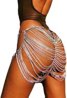 👙 stunning salliy boho rhinestone bikini chain set: sparkling silver sequins mesh body chains summer bra body jewelry for women and girls logo