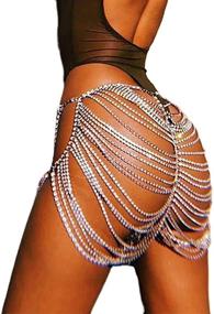 img 4 attached to 👙 Stunning Salliy Boho Rhinestone Bikini Chain Set: Sparkling Silver Sequins Mesh Body Chains Summer Bra Body Jewelry for Women and Girls