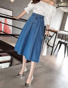 img 1 attached to 💃 Fashionable Innifer Women's Chic High Waist Button Front A-Line Pleated Midi Denim Jean Skirt - Comfortable and Stylish!