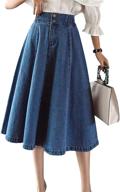 💃 fashionable innifer women's chic high waist button front a-line pleated midi denim jean skirt - comfortable and stylish! logo