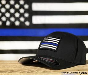 img 1 attached to Stylish Flexfit Thin Blue Line 🎩 Hat: Support Law Enforcement with this Trendy Headwear