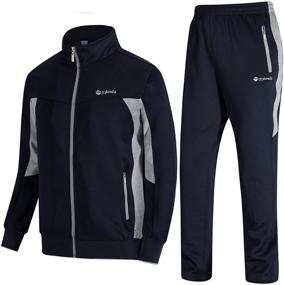 img 4 attached to Men's Athletic Sports Casual Full Zip Sweatsuit - TBMPOY Tracksuit