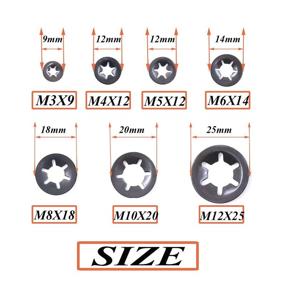 img 3 attached to 🔒 260pcs 7 Size Internal Tooth Starlock Locking Washer Assortment Kit - SpzcdZa Push On Speed Clips Fasteners, Quick Speed Locking Washers in Black Oxide Finish (65Mn Black Oxide)