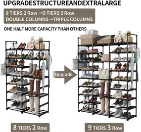 img 4 attached to 👟 Maximize Your Space with a 9-Tier Shoe Rack Organizer: Store up to 55 Pairs of Shoes and Boots in this Durable Black Metal Stackable Shoe Cabinet with Hooks and Hammer