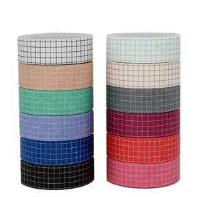 img 4 attached to Набор скотча Washi от YuBoBo Grid, 12 рулонов по 9.8 фута 🎨 Декоративный скотч для DIY-декора, планеров, скрапбукинга, клеящие материалы для школы/вечеринки