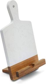 img 4 attached to TENDER COTTAGE Marble Acacia Wood Cutting Board: CookBook Holder Adapter, Charcuterie & Marble Cheese Board - Perfect Gift for Christmas, Mothers Day, Wedding, Housewarming - Two Toned