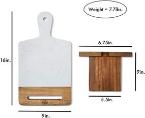 img 3 attached to TENDER COTTAGE Marble Acacia Wood Cutting Board: CookBook Holder Adapter, Charcuterie & Marble Cheese Board - Perfect Gift for Christmas, Mothers Day, Wedding, Housewarming - Two Toned