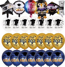 img 2 attached to Graduation Party Supplies - 42PCS Class of 2021 Foil Balloons, Congrats Graduation Cap & Trophy Decorations for College & High School Party