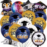 graduation party supplies - 42pcs class of 2021 foil balloons, congrats graduation cap & trophy decorations for college & high school party логотип