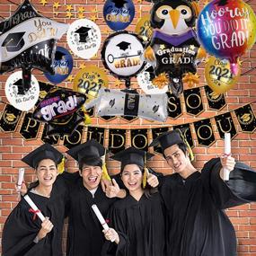 img 1 attached to Graduation Party Supplies - 42PCS Class of 2021 Foil Balloons, Congrats Graduation Cap & Trophy Decorations for College & High School Party