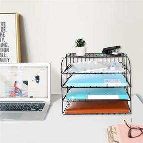 img 2 attached to 🗄️ Spacrea 4 Tier Desk Organizer: Stackable Letter Tray with Upper Display Shelf for Home and Office Supplies!