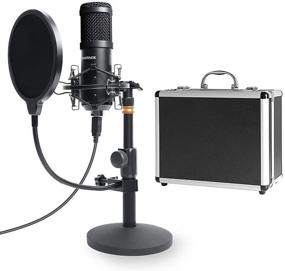 img 4 attached to 🎙️ Professional USB Streaming Podcast PC Microphone Kit with Aluminum Storage Case – High-Quality Cardioid Condenser Mic with Sound Card, Desktop Stand, Shock Mount – Ideal for Skype, YouTube, Gaming