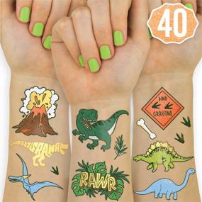 img 4 attached to Fetti Dinosaur Temporary Tattoos Kids