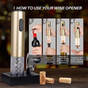 img 2 attached to 🍾 Effortlessly Open Wine Bottles with Secura Electric Wine Opener - Rechargeable and Stylish in Champagne Gold with Foil Cutter