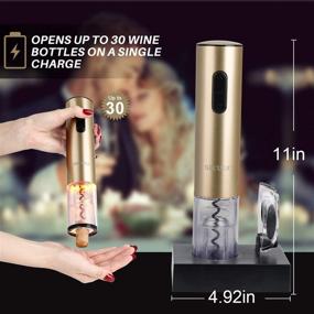 img 1 attached to 🍾 Effortlessly Open Wine Bottles with Secura Electric Wine Opener - Rechargeable and Stylish in Champagne Gold with Foil Cutter