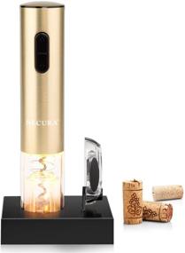 img 4 attached to 🍾 Effortlessly Open Wine Bottles with Secura Electric Wine Opener - Rechargeable and Stylish in Champagne Gold with Foil Cutter