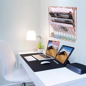 img 3 attached to EASEPRES Rose Gold 6-Tier Metal Wall Mount Hanging File Holder: Organize Documents, Letters, and Magazines with Style