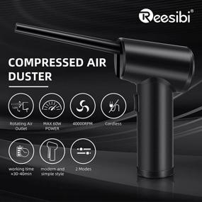 img 3 attached to 🔌 Reesibi Cordless Air Duster: Powerful 40000 RPM Motor, Portable and Effective for Computer, Keyboard, Laptop, PC, Camera Cleaning with 6000mAh Rechargeable Battery