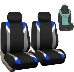 img 4 attached to 🚗 FH Group FB033102 Premium Modernistic Seat Covers - Blue/Black - Fits Most Car, Truck, SUV, or Van + Bonus Gift