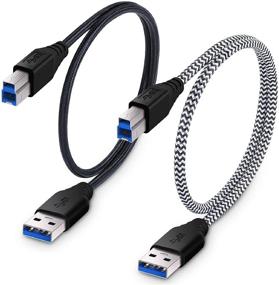 img 4 attached to 🔌 Besgoods 2-Pack 1.5ft Плетеный USB 3.0 Кабель Типа A к B - A-Мужской к B-Мужской Короткий Кабель - Черный Белый: Быстрое Решение для Передачи Данных