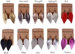 img 1 attached to 🌿 L&amp;N Rainbery 2 Pairs Petal Leather Earrings: Faux & Genuine Leather Teardrop & Leaf Drop Earrings - Stylish Accessories for Every Occasion