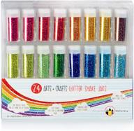 🎨 original stationery glitter shake jars - extra fine powder, 24 multi color assorted set - ideal for slime, crafts, and kids' projects - perfect for home decor, face paint, nails - 24 pcs logo