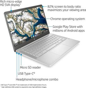 img 3 attached to 🔍 Обновленный ноутбук HP Chromebook 14 дюймов с HD-дисплеем (14a-na0020nr) - Intel Celeron N4000, 4 ГБ ОЗУ, 32 ГБ eMMC, Chrome - керамический белый.