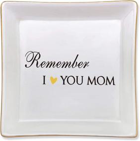 img 4 attached to 🎁 Gifts for Mom from Daughter or Son - Perfect for Mother's Day, Christmas, Thanksgiving, Valentine's, and B'day - 'Remember I Love You Mom' Decorative Ceramic Trinket Dish - Ideal Ring Jewelry Tray