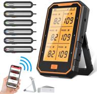 🔥 wireless bluetooth meat thermometer with 300ft range for grilling - smart app controlled bbq thermometer - 6 probes with teflon cable - rechargeable cooking thermometer for grill, kitchen, oven logo