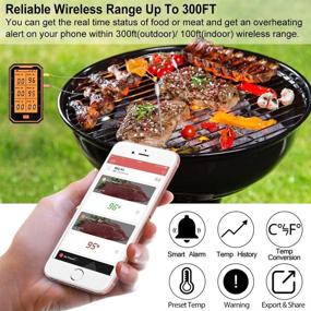 img 3 attached to 🔥 Wireless Bluetooth Meat Thermometer with 300FT Range for Grilling - Smart APP Controlled BBQ Thermometer - 6 Probes with Teflon Cable - Rechargeable Cooking Thermometer for Grill, Kitchen, Oven