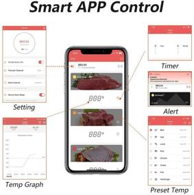 img 1 attached to 🔥 Wireless Bluetooth Meat Thermometer with 300FT Range for Grilling - Smart APP Controlled BBQ Thermometer - 6 Probes with Teflon Cable - Rechargeable Cooking Thermometer for Grill, Kitchen, Oven