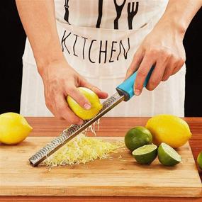 img 2 attached to 🍋 Citrus Lemon Zester & Cheese Grater – Stainless Steel Blade with Protect Cover – Dishwasher Safe (Blue) - Parmesan Cheese, Lemon, Ginger, Garlic, Nutmeg, Chocolate, Vegetables & Fruits