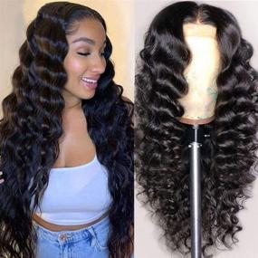 img 4 attached to 💇 Lumiere Brazilian Loose Deep Wave Human Hair Lace Front Wig 22 Inch - Pre-Plucked 13x5x1 T-Part Lace Frontal Wig with Baby Hair - Glueless Loose Deep Human Hair Lace Front Wig for Black Women