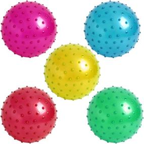 img 4 attached to 🏀 10-Pack SBYURE Knobby Balls - 7.87 Inch Sensory Balls in Assorted Colors - Sold Deflated - Fun Bouncy Ball Party Favors - Sports Game for Kids, Teens, and Adults