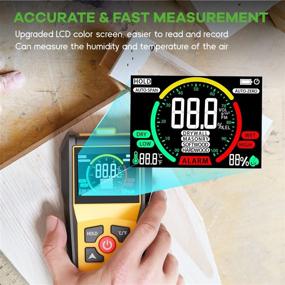 img 2 attached to 🌲 Enhanced 4-in-1 Inductive Pinless Wood Moisture Meter: Pinless-Type Digital Moisture Detector for Drywall, Firewood, and Masonry