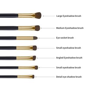 img 1 attached to 🖌️ BANFI 7-Piece Pure Pony Hair Eyeshadow Brushes Set, Pencil Smudge Blending Brush Travel Cosmetic Tool Kit for Eyes Makeup (Black)