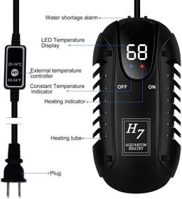 img 1 attached to Adjustable LED Digital Temperature Display Submersible Fish Tank Heater 🐢 with Protective Guard - ideal for Turtle, Betta Fish, and Aquariums