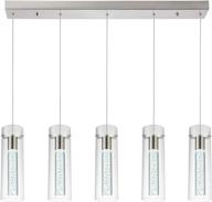 💡 votag contemporary pendant light in satin nickel with 5-lights, dimmable led bulbs, and stylish bubble crystals – ideal for kitchen, dining room, living room, and restaurant lighting (cool white 6000k) логотип