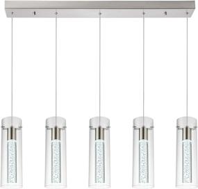 img 4 attached to 💡 VOTAG Contemporary Pendant Light in Satin Nickel with 5-Lights, Dimmable LED Bulbs, and Stylish Bubble Crystals – Ideal for Kitchen, Dining Room, Living Room, and Restaurant Lighting (Cool White 6000K)