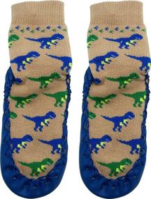 img 2 attached to 🦖 Cozy and Fun: Konfetti T-Rex Dinosaur Slipper Sock Swedish Moccasin for Maximum Comfort