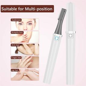 img 2 attached to 💇 Rechargeable Eyebrow Trimmer Razor for Facial Hair Removal - Portable & Painless Electric Hair Remover for Women & Men, with Replacement Heads (White)