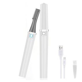 img 4 attached to 💇 Rechargeable Eyebrow Trimmer Razor for Facial Hair Removal - Portable & Painless Electric Hair Remover for Women & Men, with Replacement Heads (White)