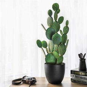 img 3 attached to 🌵 Large Artificial Cactus - 34.2" Faux Fake Desert Plant with Black Planter for Home, Garden, and Office Floor Decor - NCYP