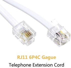 img 3 attached to 📞 Uvital 15ft Telephone Extension Cord Cable with RJ-11 6P4C Plugs, Standard Landline Wire, White (1Pack)
