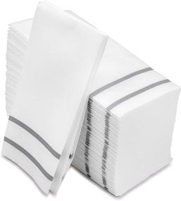 img 3 attached to 🎉 Fete Decorative Hand Towels Disposable: Elegant Silver Design, 100 Linen-Feel Guest Towels for Formal Dinners, Anniversaries, and Weddings - Perfect for Tables, Guestrooms, and Restrooms - 8.5x4-Inches Folded